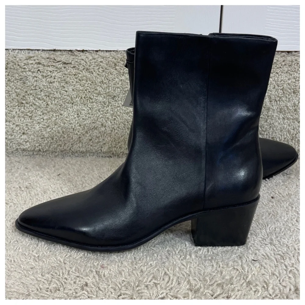 NWT! Zara BLOCK HEEL LEATHER ANKLE BOOTS